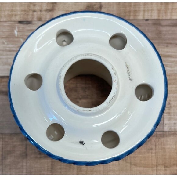 Small Hand-Painted Ceramic Nautical Lighthouse Candle Shade  Blue & White - Picture 5 of 5